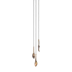 Lampadario Peacock in ottone a tre luci