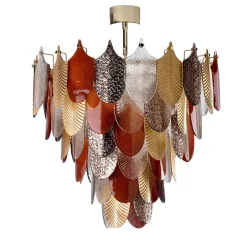 Lampadario Peacock medio ambra/oro/argento