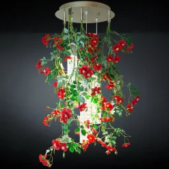 Lampadario piccolo e rotondo Flower Power Wild Red Roses