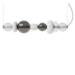 Lampadario Playground 9 orizzontale in vetro bianco e grigio