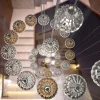 Lampadario Polani a 7 luci in vetro di Murano color fumè e cristallo trasparente