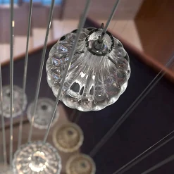 Lampadario Polani a 7 luci in vetro di Murano color fumè e cristallo trasparente