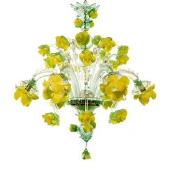 Lampadario Positano in Vetro di Murano Giallo