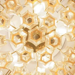Lampadario Prismatico 91 Elementi in Vetro Compatto Ambra