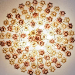 Lampadario Prismatico 91 Elementi in Vetro Compatto Ambra e Ametista