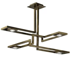 Lampadario quadrato Cecile in ottone