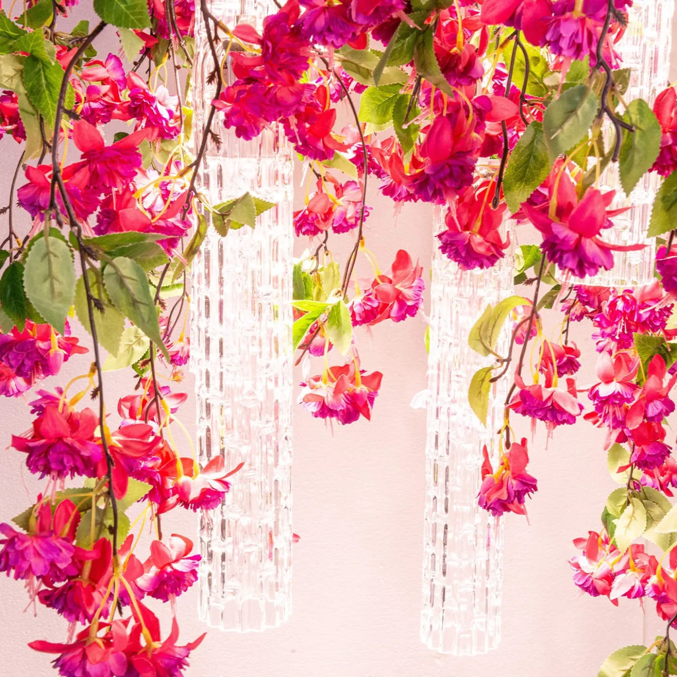 Lampadario quadrato Flower Power Pink Cascade