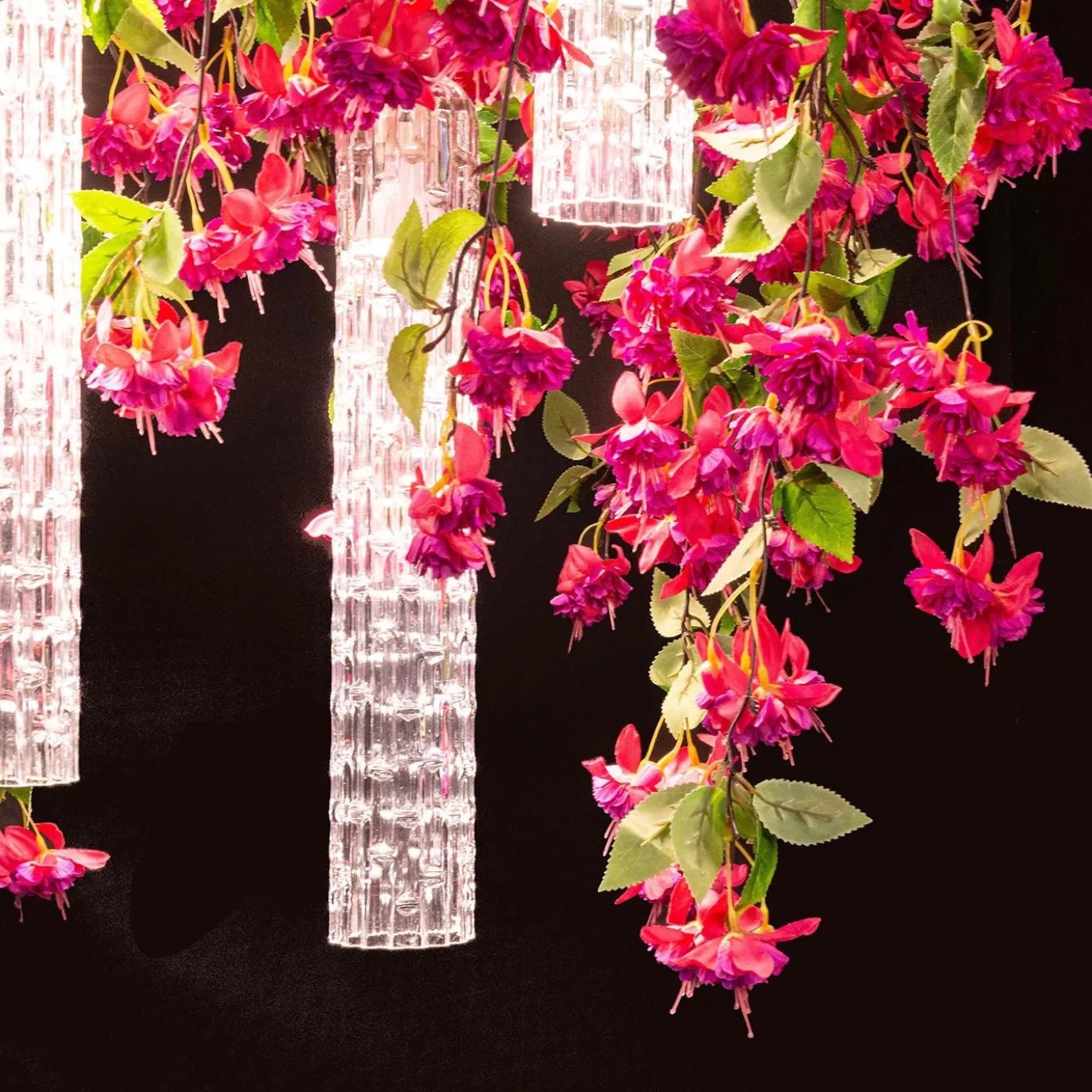 Lampadario quadrato Flower Power Pink Cascade