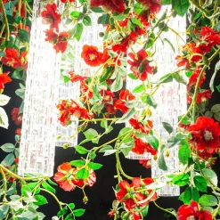 Lampadario quadrato Flower Power Wild Red Roses