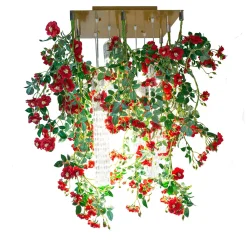 Lampadario quadrato Flower Power Wild Red Roses
