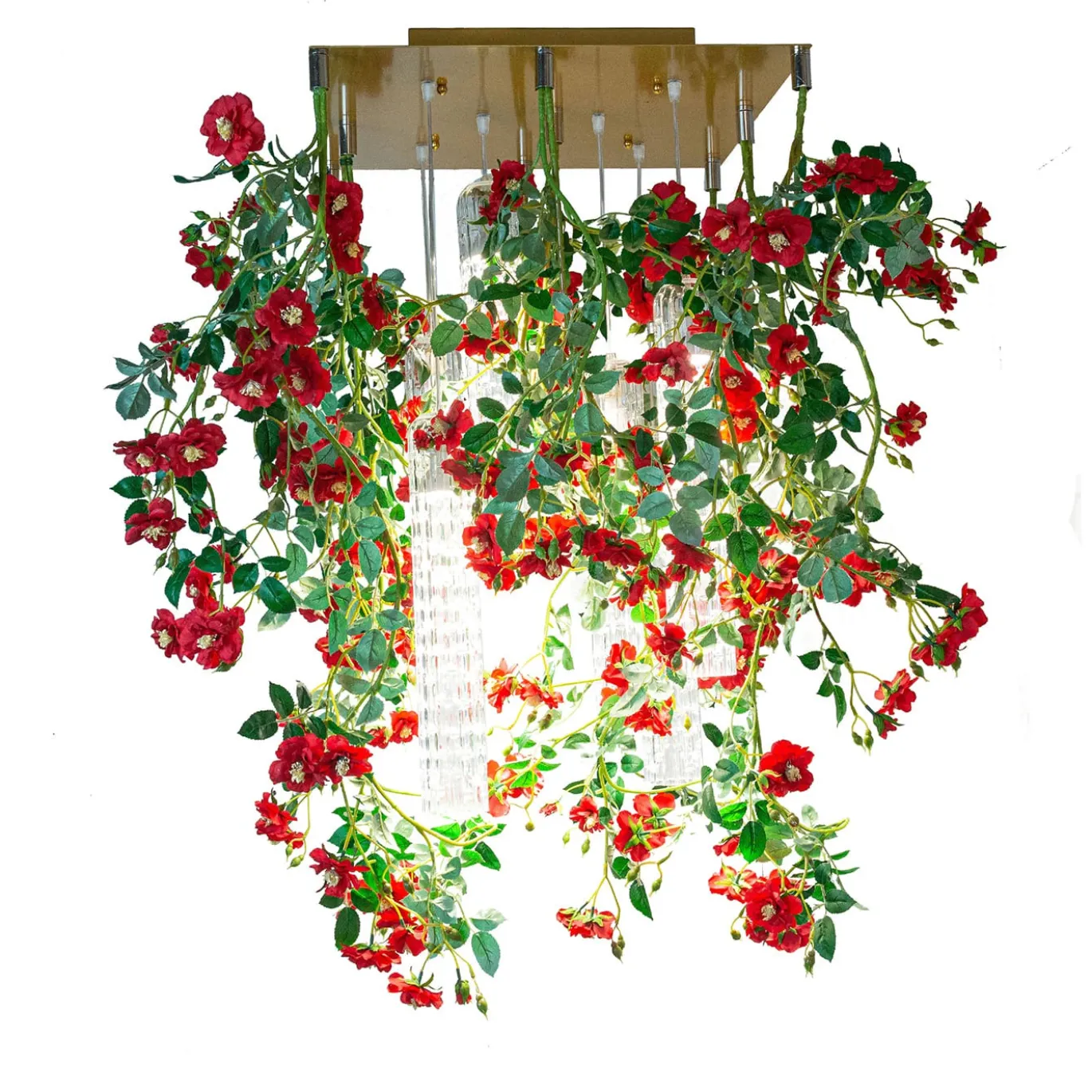 Lampadario quadrato Flower Power Wild Red Roses