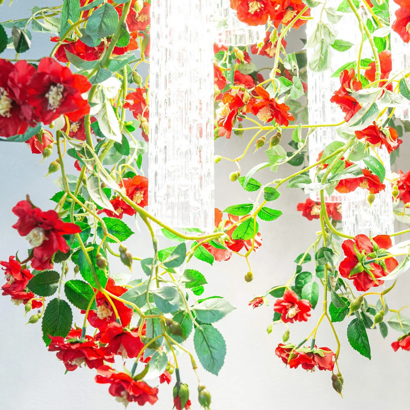 Lampadario quadrato Flower Power Wild Red Roses