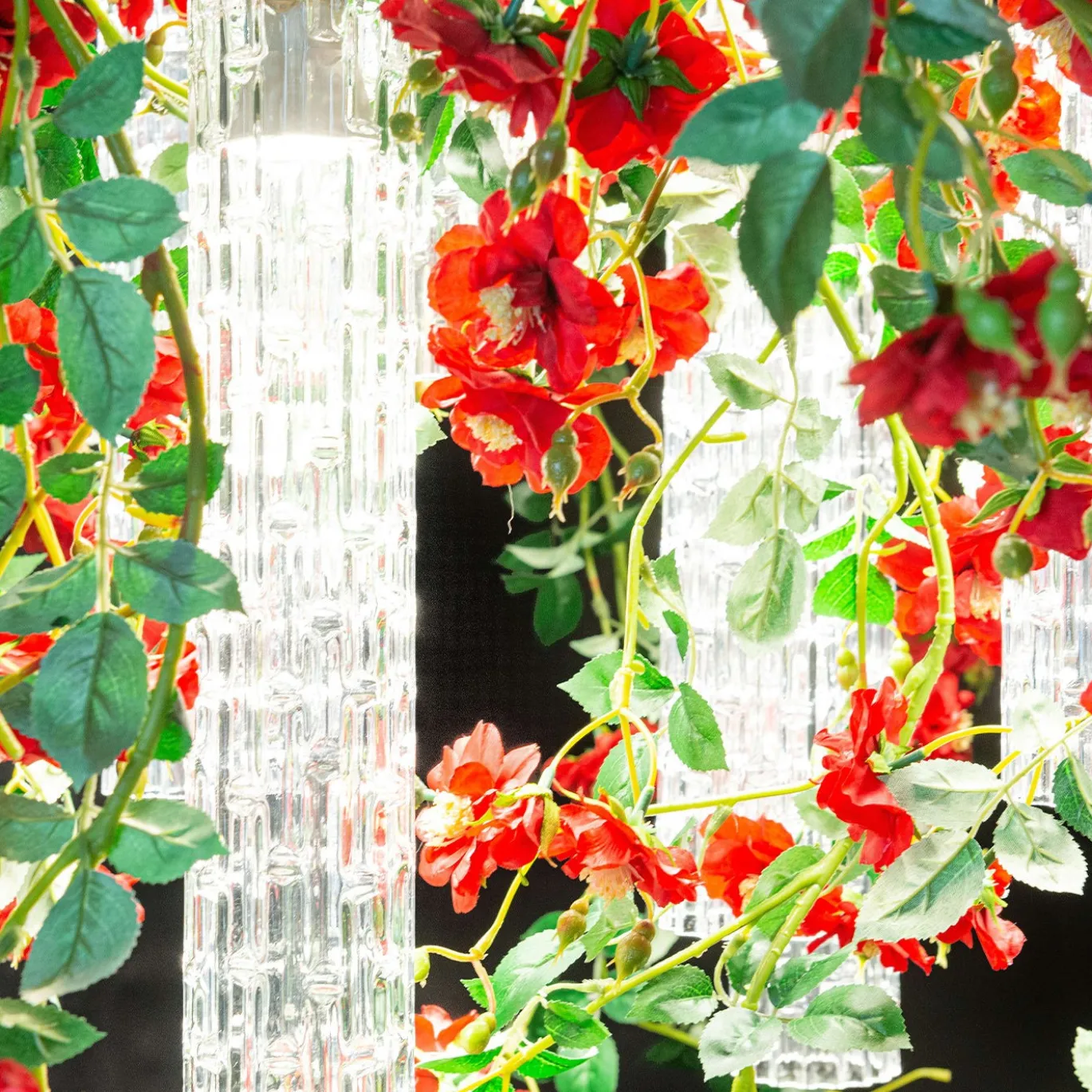 Lampadario quadrato Flower Power Wild Red Roses