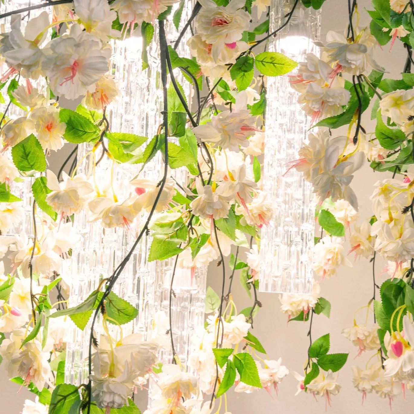 Lampadario quadrato grande Flower Power White Cascade