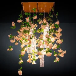 Lampadario quadrato grande Flower Power White Cascade