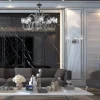 Lampadario Raffaello a 8 luci in metallo grigio e vetro di Murano