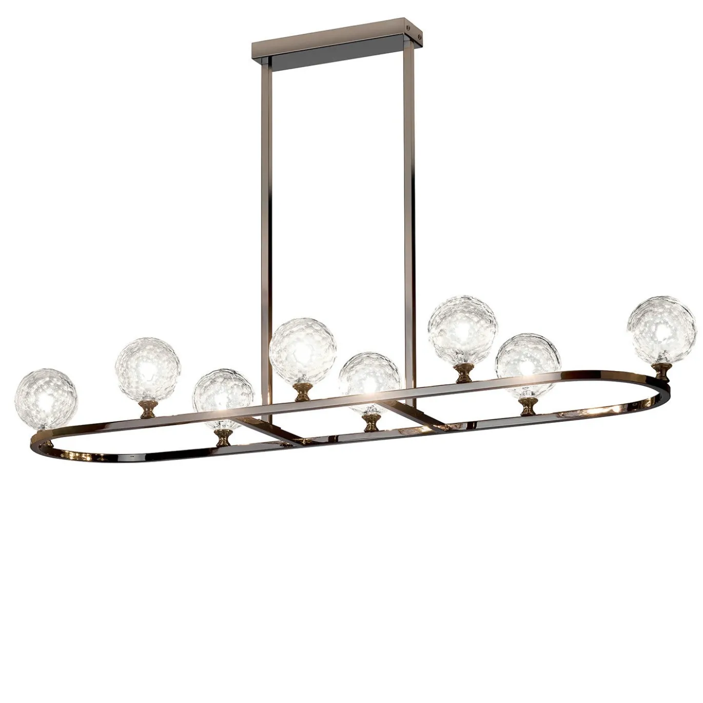 Lampadario rettangolare a 8 luci Crystal Ball