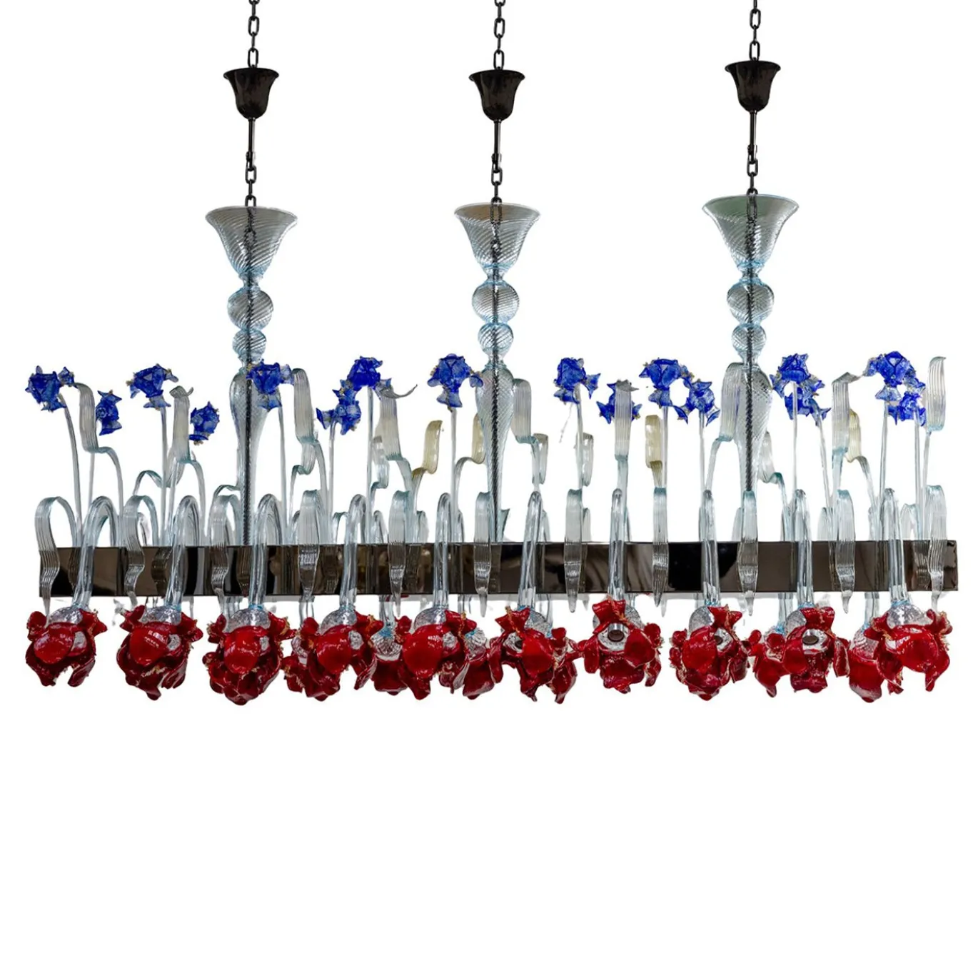 Lampadario rettangolare Armonia Floreale in vetro