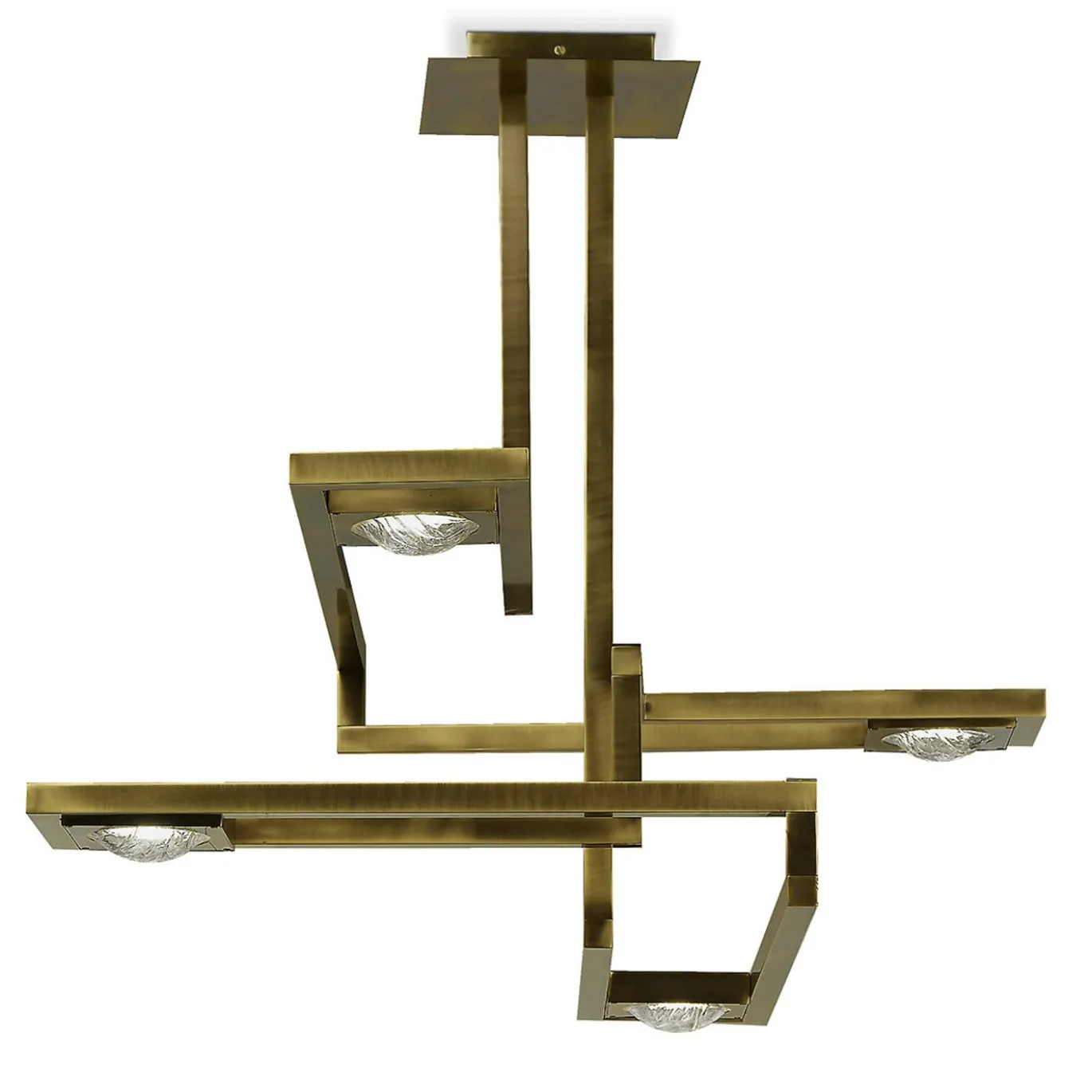 Lampadario rettangolare Cecile con cornice in ottone