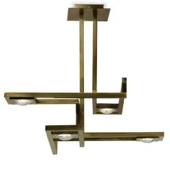 Lampadario rettangolare Cecile con cornice in ottone