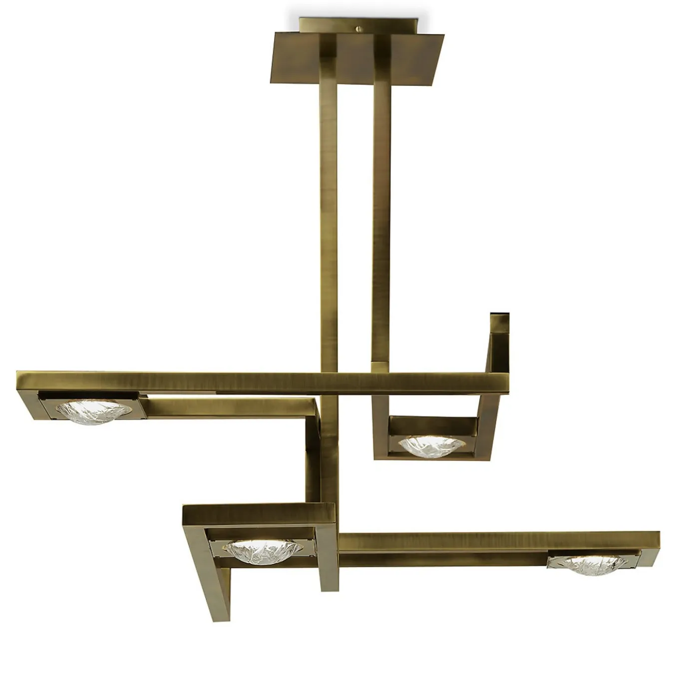 Lampadario rettangolare Cecile con cornice in ottone