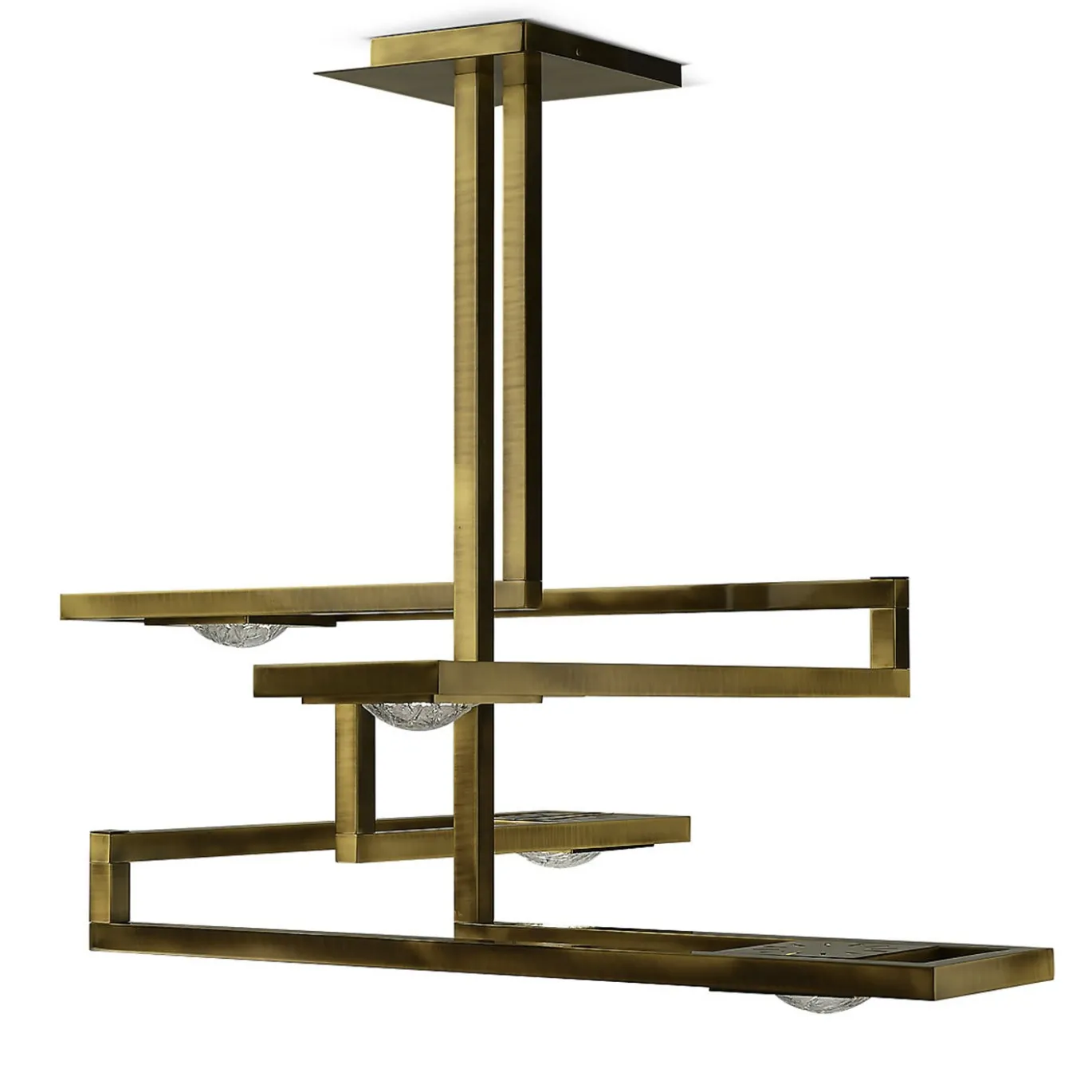 Lampadario rettangolare Cecile con cornice in ottone