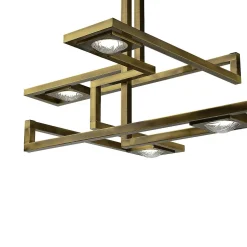 Lampadario rettangolare Cecile con cornice in ottone