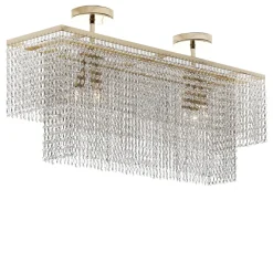 Lampadario rettangolare con pendenti in cristallo