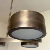Lampadario rettangolare in bronzo brunito a sei luci
