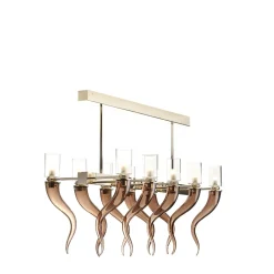Lampadario rettangolare in vetro veneziano Coffee