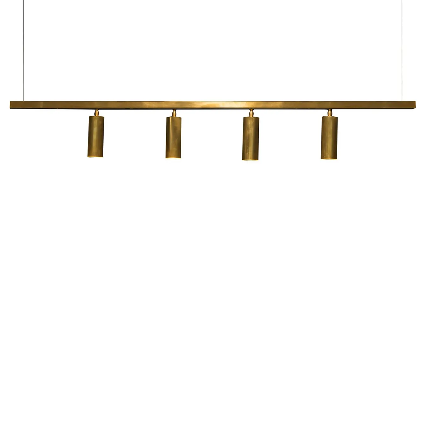 Lampadario Riga 14|02 Lineare a 4 Luci in Ottone con Finitura Dorata