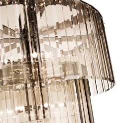 Lampadario Roma cromo con vetro bronzo