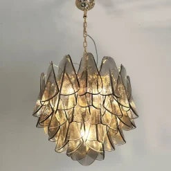 Lampadario Rondini in vetro di Murano fumé