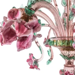 Lampadario Roseto in Vetro Rosa #2