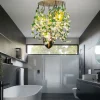 Lampadario rotondo a cascata Flower Power in cristallo bianco uovo