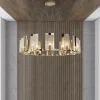 Lampadario rotondo a 12 luci in marmo di Carrara