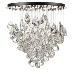 Lampadario Rotondo in Cristallo di Ghiaccio Trasparente
