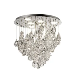 Lampadario Rotondo in Cristallo di Ghiaccio Trasparente