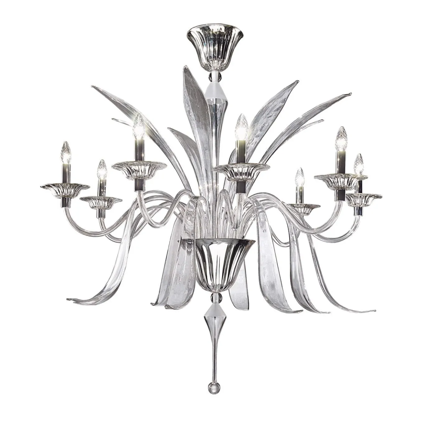 Lampadario rotondo in vetro di Murano Decò