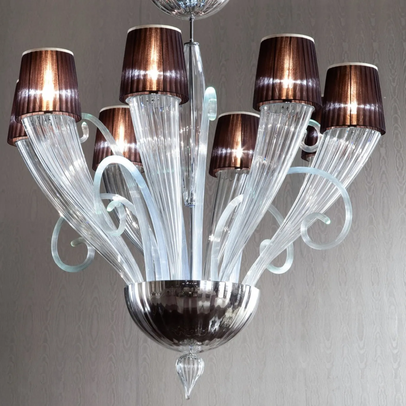 Lampadario rotondo in vetro di Murano
