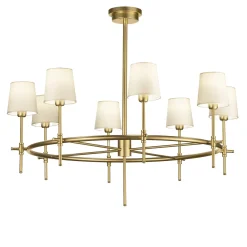 Lampadario rotondo Sinué in ottone e oro