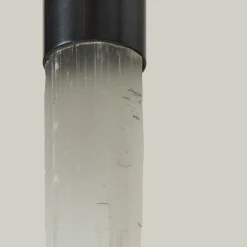 Lampadario Selene in bronzo spazzolato e selenite