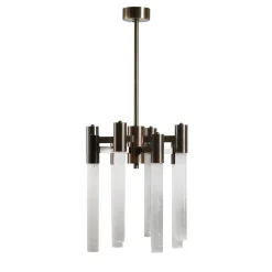 Lampadario Selene in bronzo spazzolato e selenite