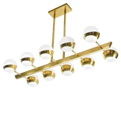 Lampadario Siderale a 10 luci in Ottone e Vetro