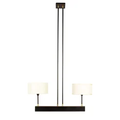 Lampadario Silenzio con doppio paralume in acciaio nero