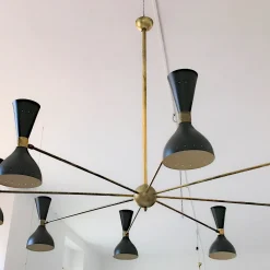 Lampadario Simmetrico a 8 bracci in ottone