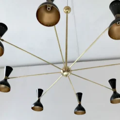 Lampadario Simmetrico a 8 bracci in ottone