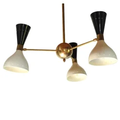 Lampadario Simmetrico a 3 bracci in ottone
