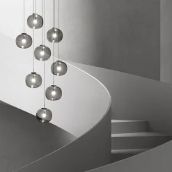 Lampadario Singolo in Vetro Grigio Jasmine