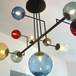 Lampadario Sirius in vetro di Murano con sfere multicolori